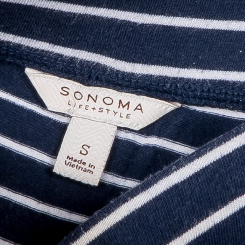 Sonoma Maxi Skirt S Womens Striped Blue White Diagonal Elastic Waist Modest - Picture 4 of 5